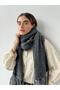 Large Size Soft Boucle Knitted Scarf Women Anthracite - 2
