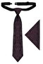 Burgundy jacquard adjustable satin 8-16 years old children's tie and handkerchief set