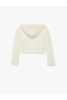 Hooded Long Sleeve Lace-Like Knit Crop Sweatshirt - 2