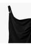 Asymmetrical One Shoulder Metal Accessory Sleeveless Blouse - 4