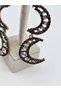 Design Black Zircon Stone Moon Earrings - 3