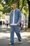 Unisex Premium Ice Blue Suit Jean Denim Jacket Pants - 2