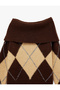 Long Sleeve Off Shoulder Argyle Pattern Knitwear Oversized Sweater - 3