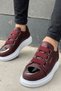 Rlx-251 Mirror Men's Casual Elastic Leather Sports Sneaker Shoes Cbt - Claret Red - 3
