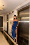Cobalt Blue Stone Detail Deep Slit Dress - 6