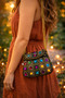 Handmade Embroidered Colorful Stone Detailed Bohemian Mini Shoulder and Crossbody Bag