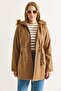Women's Mink Half-Length Gabardine Fabric Wool Coat