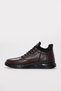 Brown Fur Inside Genuine Leather Lace-Up Rubber Sole Men's Sports Boots Tg09126111311136 - 3