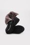 Black Unisex Fur Genuine Leather Lace-Up Zippered Rubber Sole Boots Tg0977011241614