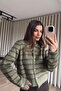 Green Coffee Feather Textured Gold Button Cardigan - 3
