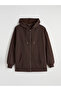 Brown Hooded Women's Thick Zippered Sweatshirt - 5