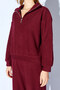 Burgundy Half-Zip Sweatshirt-Elastic Waist Drawstring Detailed Pants Set |   Ek100185498 - 4