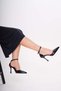 Black Patent Leather Women's Bag with Gift 9cm Belt Pointed Toe Stiletto Thin Heels Women's Shoes - 8