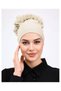 Ruffled Cream Stitch-Free Combed Cotton Bonnet Women's Hijab Tieable Inner Bonnet Stone Color - Beige Cream - 4