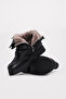 Black Genuine Leather with Fur Inside, Lace-Up, Zippered, Rubber Sole, Quality Women's Boots