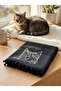 Cat Embroidered Black Hand Towel – 100% Cotton Decorative Towel with Pompom Detail - 3