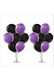 2 Pieces of Balloon Stands with Legs, Set of 7, 14 Purple, Black Balloons