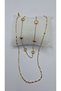 Stainless Steel Gold Color Heart Themed 2-Piece Ring Chain Necklace - 5