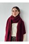 Large Size Soft Boucle Knitted Scarf Women's Burgundy - 5