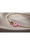 Pink Pearlescent Evil Eye Beaded Gold Heart Detailed Rope Bracelet - 3