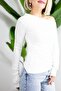 6527 Off-Shoulder, Gathered Waist, and Asymmetrical Blouse - 3