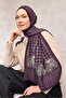 Floş Viscose Organic Shawl Rope Pattern Dark Purple 195X75