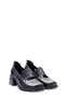 Black Inside Out Genuine Leather Light Sole Women's Thick Heeled Shoes Tg09217261751212