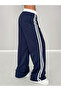 White Belted Double-Striped High-Waist Women's Wide-Leg Sweatpants - 3