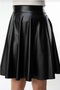 Faux Leather Super Quality Women Draped Loose Stretchy Lycra Flared Skirt Above Knee - 4