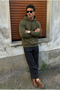 Men's 3 Thread Sh Fleece-Lined K Hooded Khaki Kangaroo Sweatshirt Ls-89009 - 3