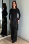 Satin Wide Cut Lace Detailed Tied Waist Trousers - 2
