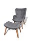 Armchair with Footstool Grey Fabric