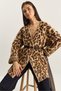 Women's Brown Pocket Detailed Patterned Oversize Ribbed Knitwear Cardigan 20251101 - 2