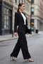 Black Steel Interlock Knit Pants with Eyelet Detail - 4