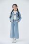 Blue Lace Detailed Jean Jacket and Pants Girl's 3-Piece Set 23499