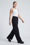 Black Steel Interlock Knit Pants with Eyelet Detail