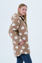 Women's Heart Embossed Hooded Regular Fit Zippered Coat - 3