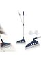 Multifunction Household Silicone Broom, with 1 Heads Brush and Scrape, Adjustable Handle (Blue)