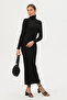 Women's Black Turtleneck Long Maxi Dress - 6