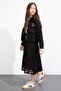 Black Embroidered Denim Jacket with Belt and Skirt Girls 3-Piece Set 23501 - 6