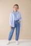 Blue Striped Shirt and Badi Girl's 3-Piece Set with Trousers 23508