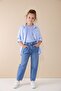 Blue Striped Shirt and Badi Girl's 3-Piece Set with Trousers 23508 - 3