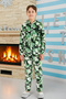Men's Young Children's Velvet Camouflage Pattern Pajama Set 240522 Green