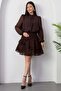 Round Neck Flocked Hem Chiffon Dress GRS3863 - 6