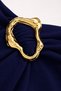Navy Blue Women’s Mock Neck Buckle Detail Belted Shaping / Sculpting Fit Mini Design Dress - 3