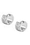 Men’s Polished Silver Stainless Steel Hoop Earrings – Greek Key Pattern | 14mm Huggie Earrings