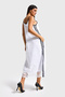 Women's White Straight Striped Detail Lace Strap Design Dress - 3