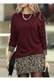 Yen Season Women's Long-Sleeved Crew Neck Top Viscose Two-Thread Bottom Leopard Print Mini Dress - 3