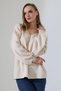 Women's Beige V-Neck Casual Oversized Soft Knitwear Sweater - 5