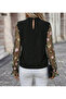 Women's Half Turtleneck Tulle Detailed Long Sleeve Stylish Imported Crepe Blouse - 4